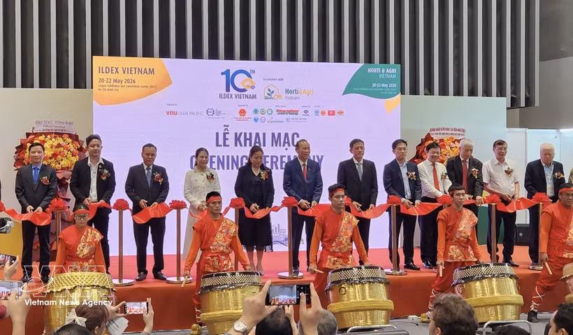 The opening ceremony of the 10th International Livestock, Dairy, Meat Processing and Aquaculture Exposition on May 20 (Photo: VNA)