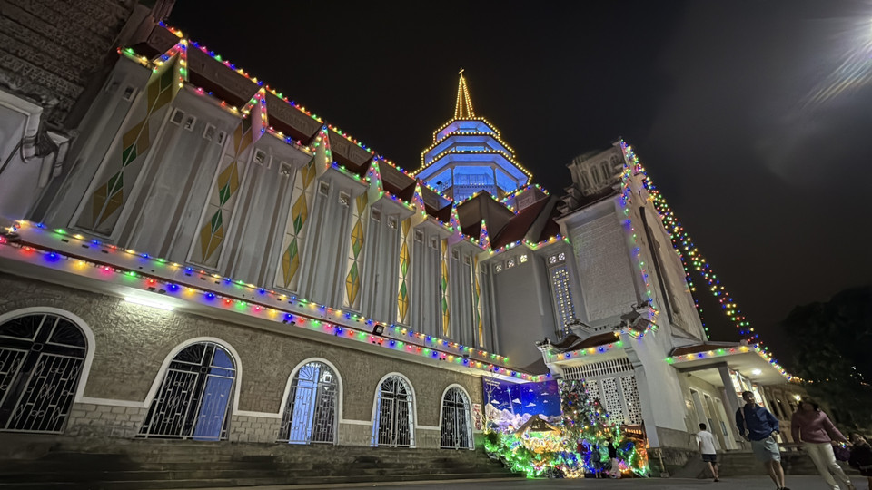 Churches in Hue are illuminated to welcome a peaceful Christmas season. (Photo: VNA)