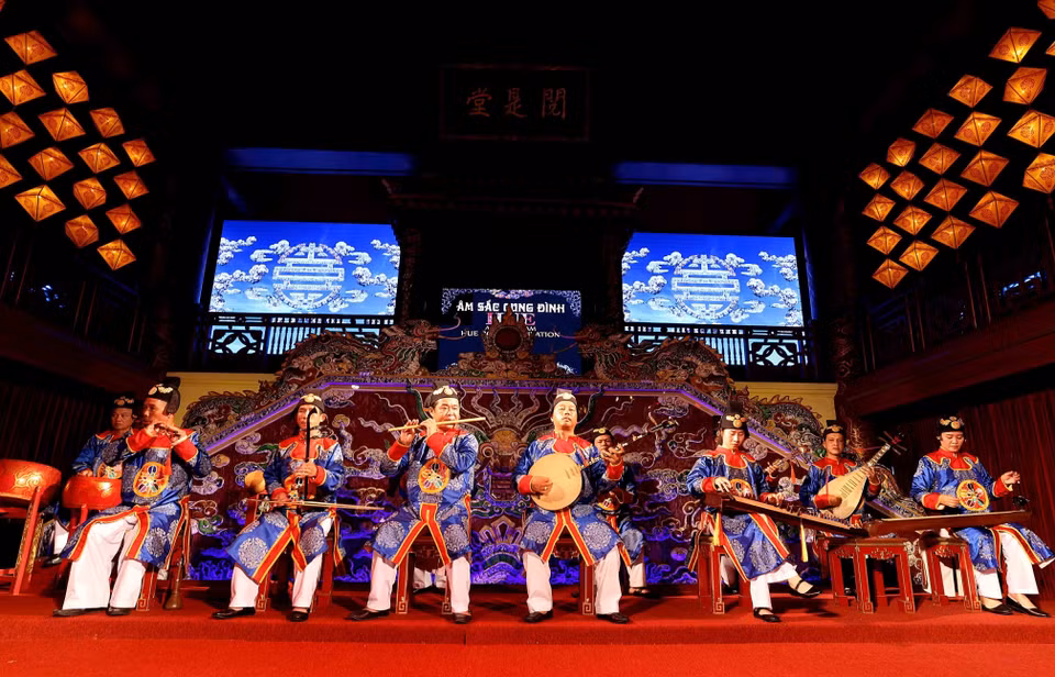 Traditional instruments including drums and clappers are carefully prepared for public performances. (Photo: VNA)