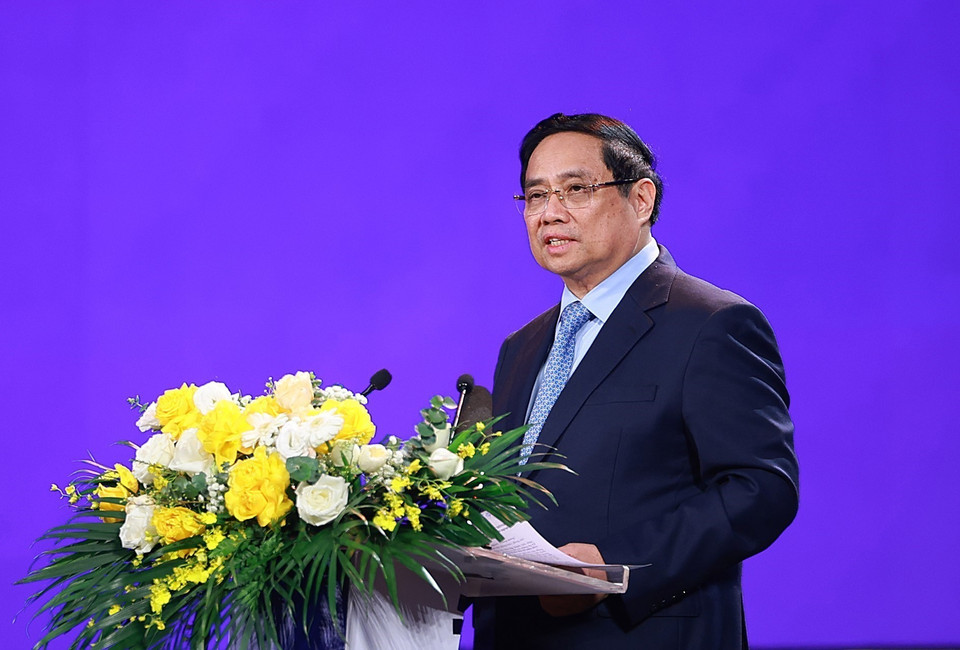 Prime Minister Pham Minh Chinh speaks at the 11th National External Information Service Awards (Photo: VNA)
