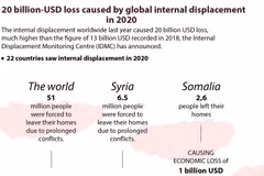20 billion - USD loss caused by global internal displacement in 2020