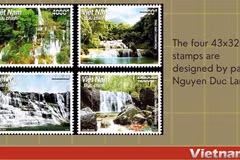 Four famous Vietnamese waterfalls introduced in stamp collection