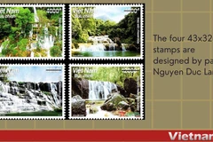 Four famous Vietnamese waterfalls introduced in stamp collection