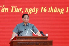 Prime Minister Pham Minh Chinh at the conference in Can Tho city on October 16 (Photo: VNA)