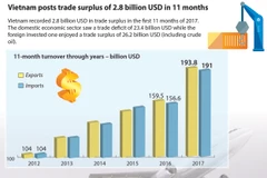 Vietnam posts trade surplus of 2.8 billion USD in 11 months