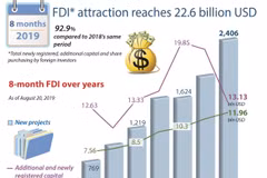FDI in eight months reaches 22.6 billion USD