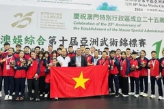 The Vietnamese team at 2024 Asian Wushu Championships. (Photo: toquoc.vn)