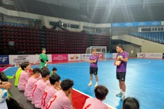 Members of the women’s futsal squad gather for the training on December 2. (Photo: Vietnam Football Federation)