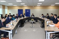 At the working session between a delegation from Vietnam's Ministry of Home Affairs (MoHA) and the Republic of Korea (RoK)'s National Human Resources Development Institute (NHI) on July 17. (Photo: VNA)
