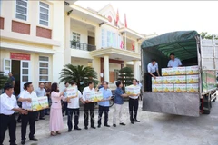 Loading boxes of Soi Ha pomelos for export onto a truck. (Photo: VNA)