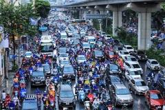 Traffic congestion on Nguyen Trai street, Hanoi's Thanh Xuan district. (Photo: VNA)