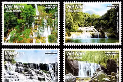 Four famous Vietnamese waterfalls introduced in stamp collection