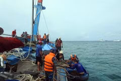 Naval vessel rescues Binh Dinh fishing boat in distress at sea