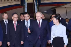Russian President Putin arrives at the Noi Bai International Airport for a two-day state visit to Vietnam from June 19 to 20, 2024. (Photo: VNA)
