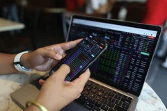 A mobile phone and laptop screen showing stock indices. The disparity in interest rate, monetary policies, volatile exchange rates and political fluctuations have significantly influenced foreign investors' actions. (Photo: VNA)