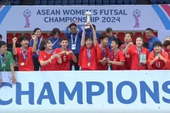 The Vietnamese women's national futsal team at the 2024 ASEAN Women’s Futsal Championships. (Photo: VNA)