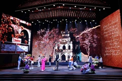 An art performance programme at the opening ceremony of the 7th Hanoi International Film Festival 2024. (Photo: VNA)