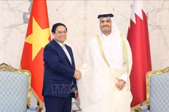 PM Pham Minh Chinh (L) and his Qatari counterpart Mohammed bin Abdulrahman bin Jassim Al Thani (Photo: VNA(