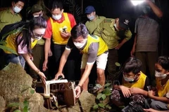 People join a “Bringing Animals Home” tour in Cuc Phuong National Park, northern province of Ninh Binh. (Photo: VNA)