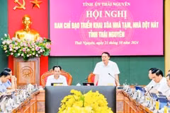Secretary of Thai Nguyen province's Party Committee Trinh Viet Hung speaks at the meeting (Photo: nhandan.vn)