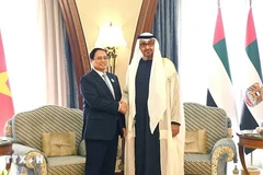Prime Minister Pham Minh Chinh meets with UAE President Mohammed bin Zayed Al Nahyan during his visit to attend the ASEAN - Gulf Cooperation Council (GCC) Summit in Saudi Arabia on October 20, 2023. (Photo: VNA)