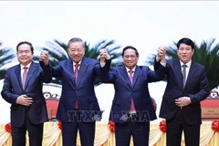 General Secretary, President To Lam (Second from the left) and Politburo members: Prime Minister Pham Minh Chinh, National Assembly Chairman Tran Thanh Man, and standing member of the Party Central Committee's Secretariat Luong Cuong. (Photo: VNA)