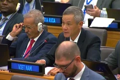 Nguyen Minh Vu (middle), Assistant to the Minister of Foreign Affairs of Vietnam addresses the meeting (Photo: VNA)