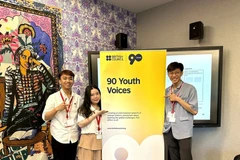Three Vietnamese representatives attend the “90 Youth Voices for the Future” event. (Photo: VietnamPlus)
