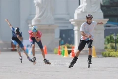 Athletes at the 2024 Hanoi Open Roller Clubs Championship. (Photo: VNA)