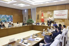 Vice Chairman of the National Assembly (NA) Nguyen Duc Hai speaks at a meeting with young entrepreneurs with outstanding startup results in 2024 in Hanoi on August 9 (Photo: VNA)