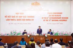 At the press conference announcing the results of the 8th extraordinary session of the 15th NA on August 26. (Photo: VNA)