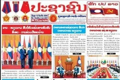 The front page of the Pasaxon newspaper on July 12 features many stories about Vietnamese President To Lam's state visit. (Photo: VNA)