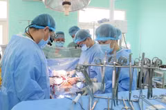 Doctors from the Hue Central Hospital in Thua Thien-Hue province instruct an organ transplant from a brain-dead donor at the Vietnam-Sweden Hospital in Uong Bi city, Quang Ninh province. (Source: VNA)