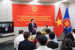 The VFF delegation has a meeting with the Vietnamese Consulate General in Fukuoka and leaders of OV associations from the Kyushu - Okinawa region and south-central Japan. (Photo: VNA)