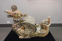 Ceramic works on sacred animals on display in Hanoi