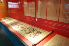 Nguyen Dynasty documents being displayed in Hanoi