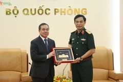Defence Minister receives outgoing Lao ambassador