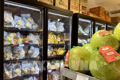Vietnamese fruits are sold in a French supermarket (Photo: VNA)