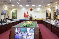 At the workking session between Binh Thuan leaders and the MARD delegation. (Photo: VNA)