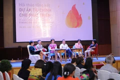 Speakers at the project closing workshop on “Financing for Development” held in Hanoi on October 8. (Photo: VietnamPlus)