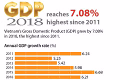 Vietnam's GDP in 2018 expands 7.08%, highest since 2011
