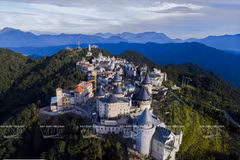 Village in clouds on top of Ba Na hills