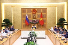 Deputy Prime Minister Tran Hong Ha on July 9 co-chairs an online meeting with and his Russian counterpart Dmitry Chernyshenko. (Photo: VNA)