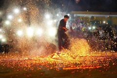Amazing fire dancing festival of Pa Then ethnic people