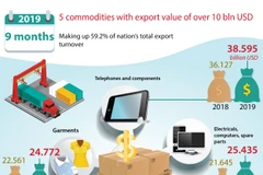 5 commodities with export value of over 10 bln USD