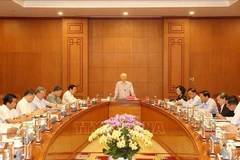 Party General Secretary Nguyen Phu Trong speaks at a meeting of the standing board of the Central Steering Committee on Prevention and Control of Corruption and Negative Phenomena. (Photo: VNA)