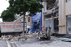 At the scene of the suspected gas explosion in Vinh Phuc province. (Photo: VNA)