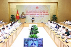 PM Pham Minh Chinh chairs the Government’s hybrid conference with ministers, heads of sectors and chairmen of the People’s Committees of centrally-run cities and province. (Photo: VNA)