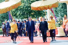 Cambodian King hosts welcome ceremony for Vietnamese President 