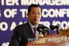 Cambodian peacekeepers equipped with armoured vehicles